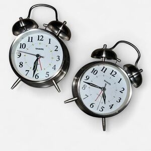 Silver Twin Bell Alarm Clock Set